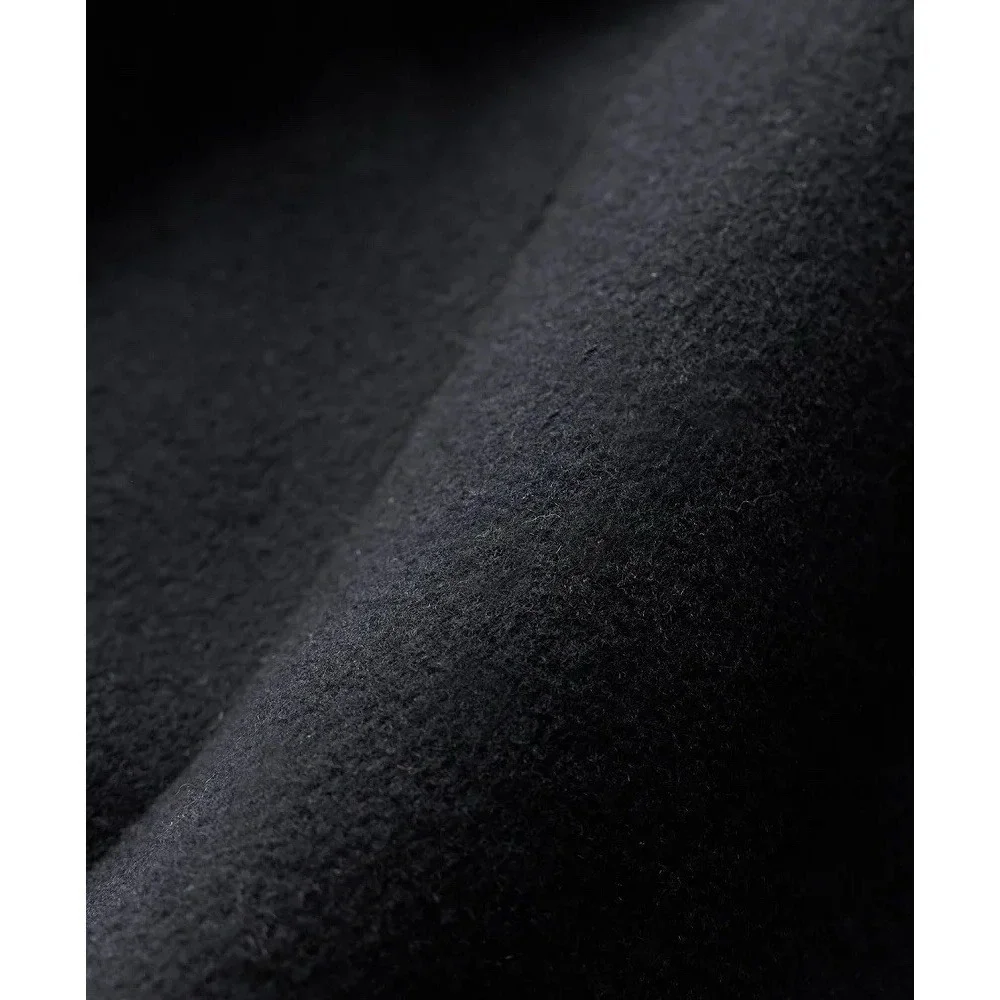 NWT Quince‎ Black Wool Cashmere Tailored Coat Long Double Breasted Womens S